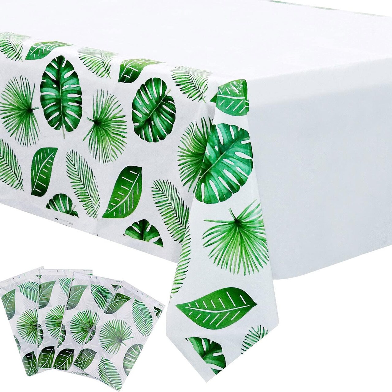 4 Pack Tropical Palm Leaf Tablecloths - 86.6’’x51.2’’ Disposable